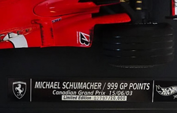 FERRARI F-2003 999 GP Points GP Canada World Champion, Schumacher (2003)