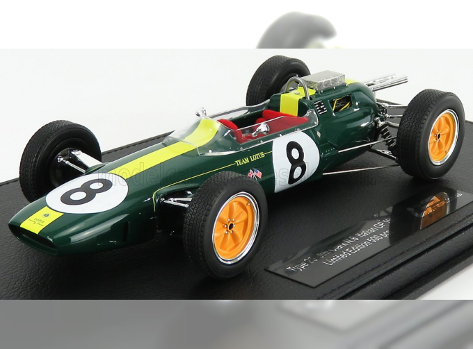 LOTUS F1 Climax 25 №8 World Champion Winner Italy Gp (1963) Jim Clark - Con Vetrina - With Showcase, Green Yellow