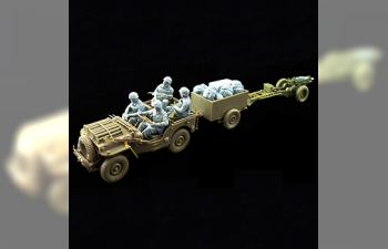 Сборная модель British Airborne 75mm Pack Howitzer & 1/4 Ton Truck w/Trailer