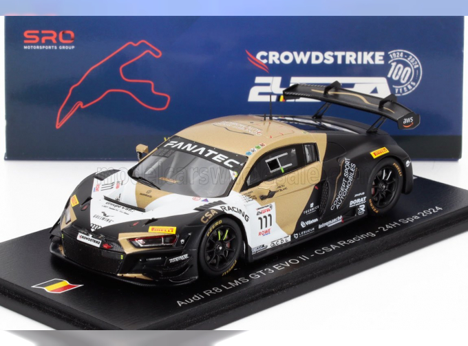 AUDI R8 Lms Gt3 Evo Ii 5.2l V10 Team Csa Racing №111 24h Spa (2024) Arthur Rougier - Steven Palette - Romain Carton - Adam Eteki, Black Beige White