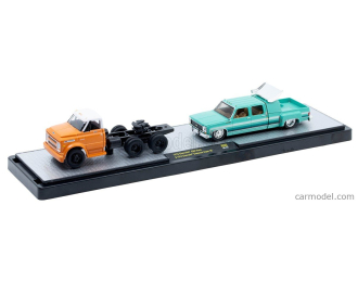 CHEVROLET C60 Truck 1970 With Cheyenne Super 30 Pick-up 1974, Orange Light Blue