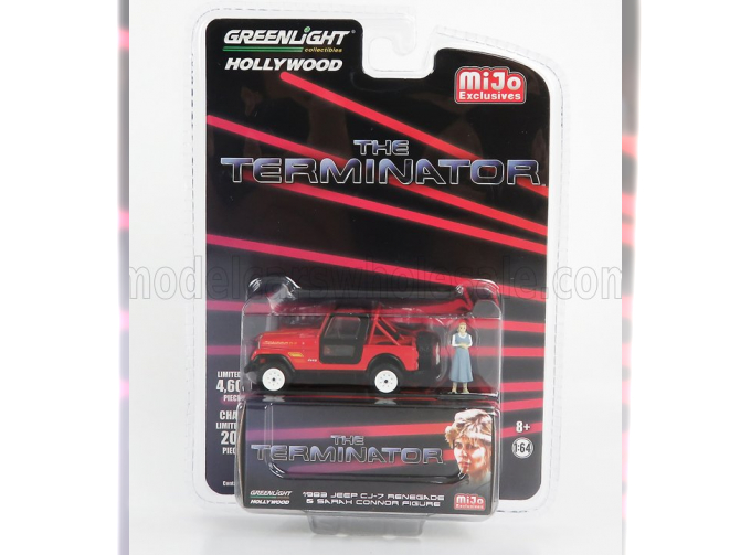 JEEP Cj-7 Renegade Open With Sarah Connor Figure (1983) - The Terminator, Red White