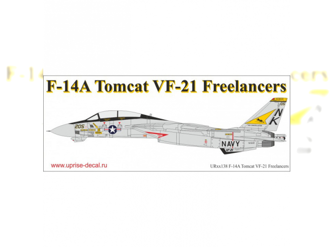 Декаль для F-14A Tomcat VF-21 Lancer, с тех. надписями