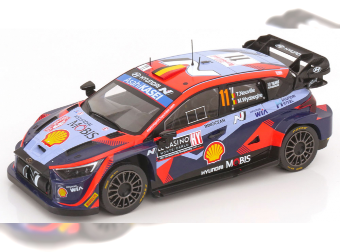 HYUNDAI I20 N Rally1 Team Shell Mobis Wrt №11 3rd Rally Montecarlo (2023) Thierry Neuville - Martijn Wydaeghe, 2 Tone Blue Red