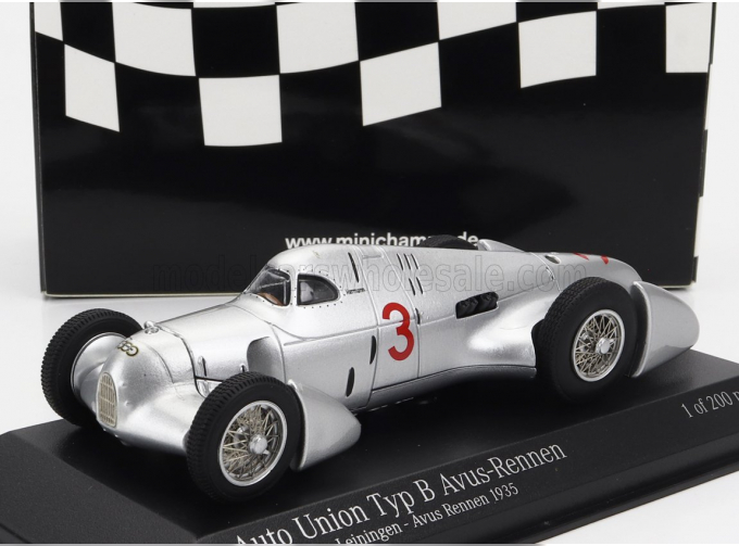 AUTO UNION F1 Type B №3 Avus Rennen (1935) Hermann Zu Leiningen, Silver