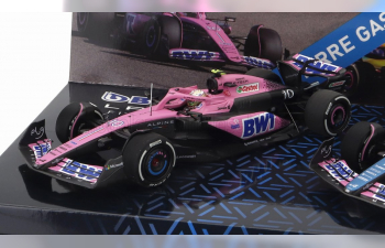 RENAULT Set 2x F1 A523 Team Bwt Alpine №10 9th Bahrain Gp 2023 + №10 8th Miami Gp 2023 Pierre Gasly, Blue Black Pink