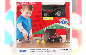 CASE-IH Optum 305 Tractor With Animals And Farm Building - Diorama Stalla Con Animali, Various