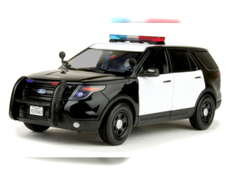 FORD Explorer Interceptor полиция с работающим звуком и светом (2015), черный с белым