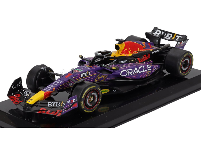 RED BULL F1 Rb19 Team Oracle Red Bull Racing №1 World Champion Winner Las Vegas Usa Gp (2023) Max Verstappen - Con Vetrina - With Showcase, Purple Yellow Red