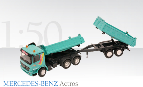 MERCEDES-BENZ Actros Dreiseitenkipper 3-achs mit Tandemkippanhänger 2-achs Gilch, 1:50