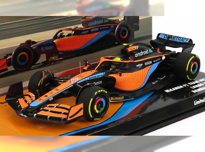 McLAREN F1 Mcl36 Mercedes Team Mclaren №4 Bahrain Gp (2022) Lando Norris, Orange Light Blue