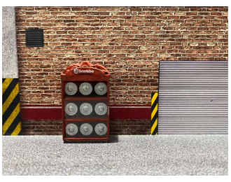 Шкаф-полка с тормозными дисками, красный