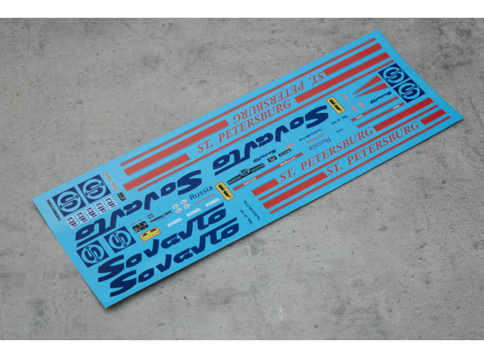 Декаль Автопоезд Volvo F12 Cовтрансавто с прицепом красный