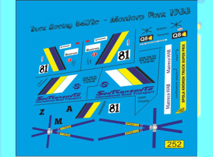 Декаль Минский-5432С №81 кольцевой - Mantorp Park команда Минский-TRT 1988 г