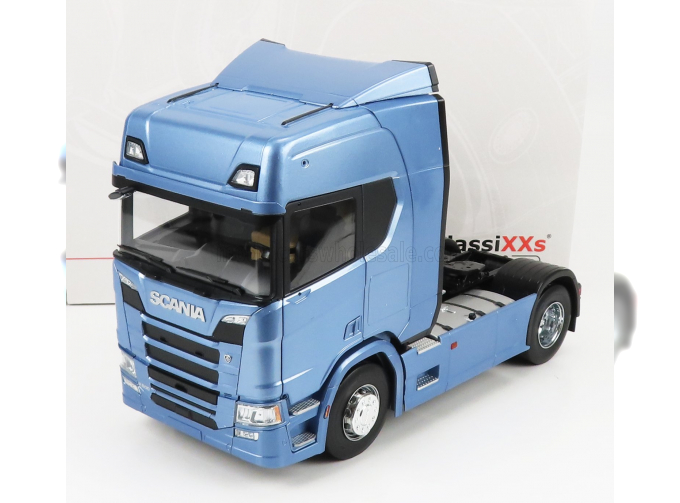 SCANIA R-SERIES TOPLINE V8 TRACTOR TRUCK 2-ASSI (2019), LIGHT BLUE MET