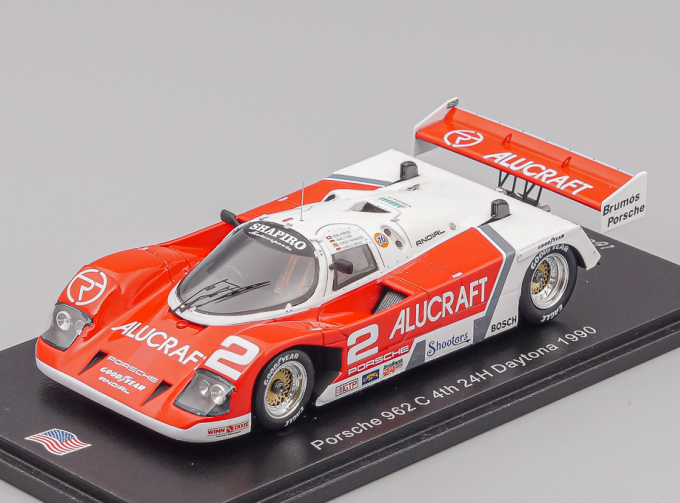 PORSCHE 962c №2 4th 24h Daytona (1990) H.Grohs - H.j.Stuck - H.Haywood - R.Herzog, red / white