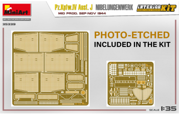 Сборная модель Немецкий танк Pz.Kpfw.IV Ausf. J Nibelungenwerk (поздний) с интерьером. Сентябрь-ноябрь 1944 г.