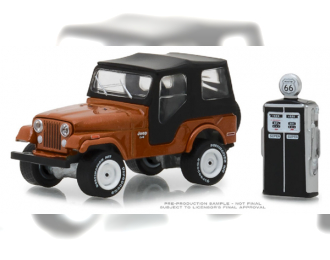 JEEP CJ-5 with Vintage Gas Pump 1974 Copper Metallic