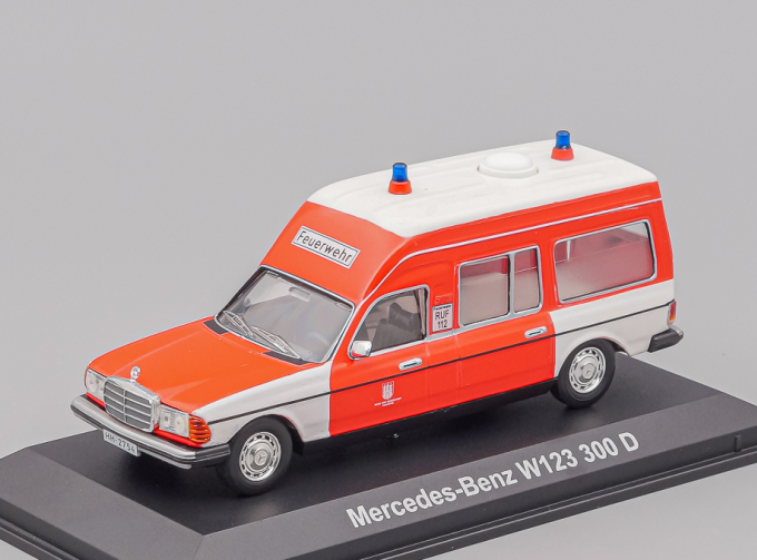 MERCEDES-BENZ W123 300 D Ambulance Hamburg, red / white