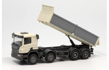 SCANIA P 8х4 самосвал с стальными бортами, слоновая кость/серебряный