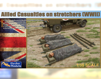 Сборная модель фигурки Раненые солдаты союзников на носилках / Allied Casualties On Stretchers (WWII)