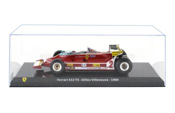 FERRARI F1 312 T5 №2 Season (1980) Gilles Villeneuve - Con Vetrina - With Showcase, Red