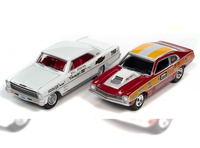 FORD Maverick Dyno Don Nicholson (1970), Red/Orange/White, CHEVROLET Nova Bill Jenkins (1966), white