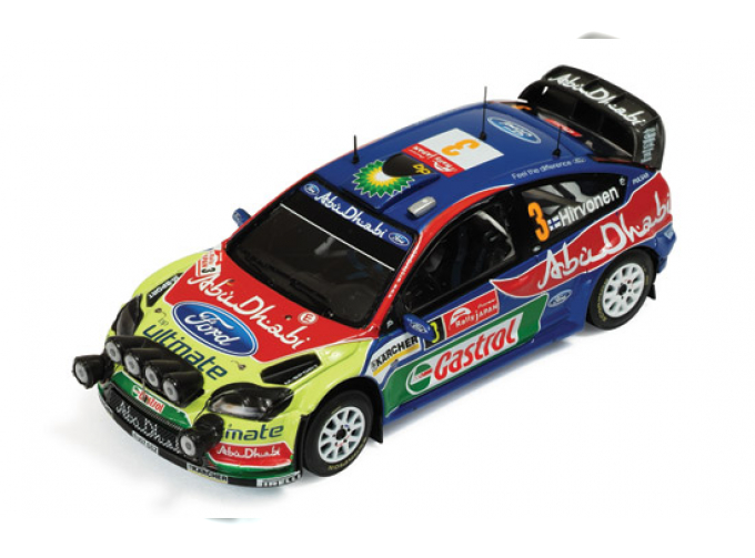 FORD Focus RS 07 WRC n.3 M.Hirvonen J.Lehtinen Winner Rally Japan with night lights (2008), blue