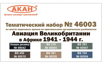 Набор тематических красок. Авиация Великобритании в Африке 1941-44г.