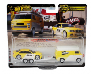 BMW Van With Trailer + 3-series M3 (e36) (1992), Yellow White