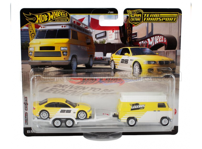 BMW Van With Trailer + 3-series M3 (e36) (1992), Yellow White