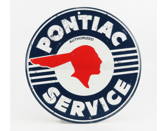 ACCESSORIES Metal Plate - Pontiac Authorized Service, Blue White Red