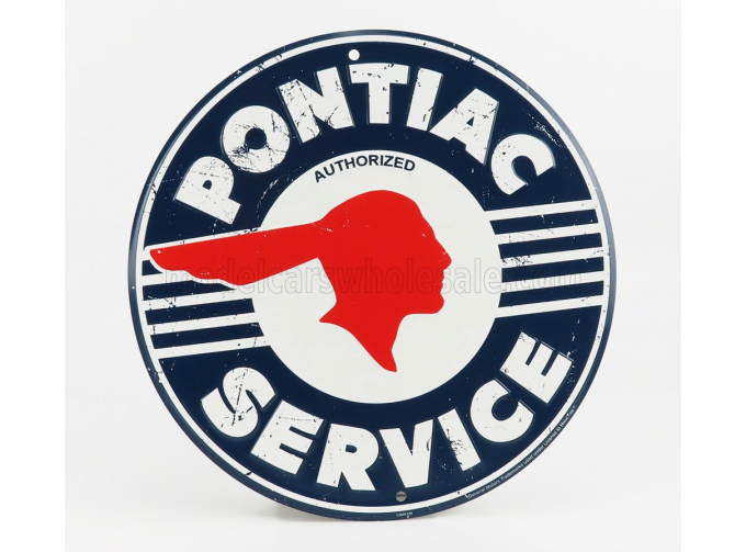 ACCESSORIES Metal Plate - Pontiac Authorized Service, Blue White Red