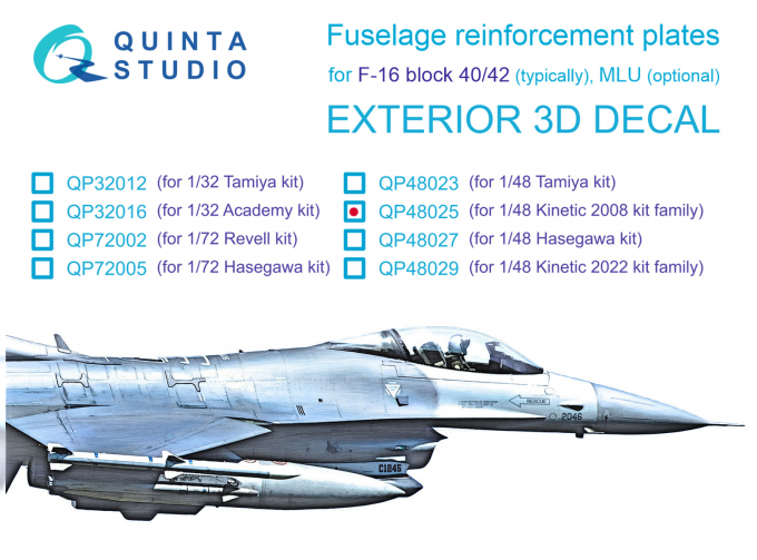 Декаль Усиливающие накладки для F-16 block 40/42 (Kinetic 2008г. разработки)