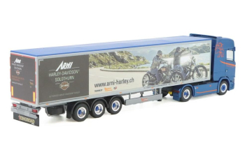 SCANIA CS20 HD с полуприцепом Harley Davidson, синий