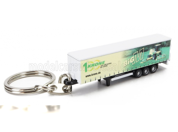 TRAILER Portachiavi - Keyring Rimorchio Telonato Krone Big-m For Truck - Cm. 5.8, Yellow Green