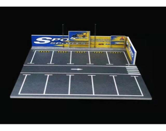 Diorama *Spoon parking lot*, blue/yellow/grey