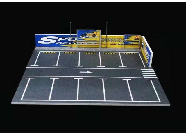 Diorama *Spoon parking lot*, blue/yellow/grey