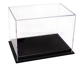Бокс акриловый с подставкой из кожи черного цвета для касок