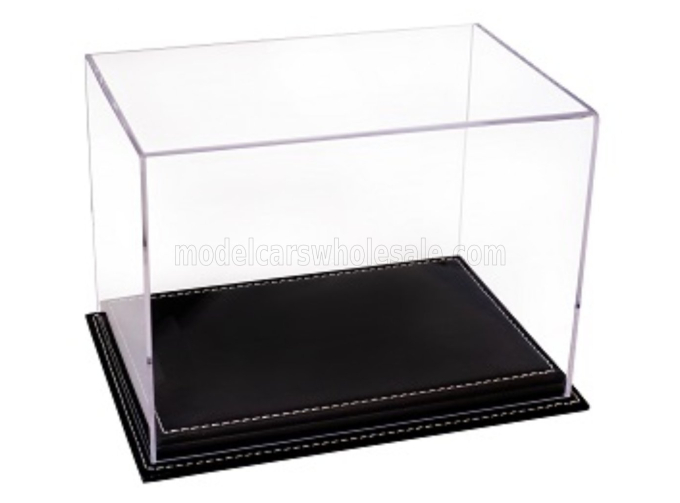 Бокс акриловый с подставкой из кожи черного цвета для касок