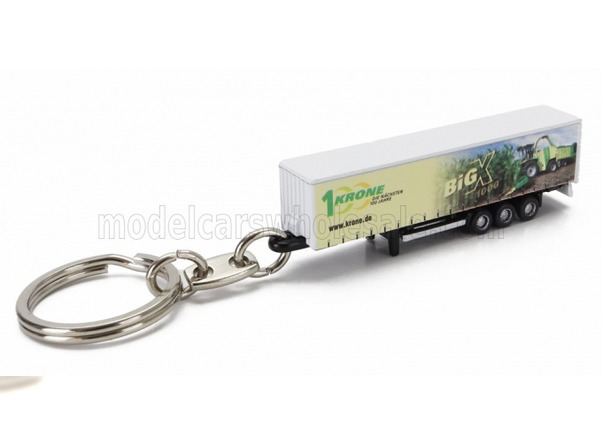 TRAILER Portachiavi - Keyring Rimorchio Telonato Krone Big-x For Truck - Cm. 5.8, Yellow Green