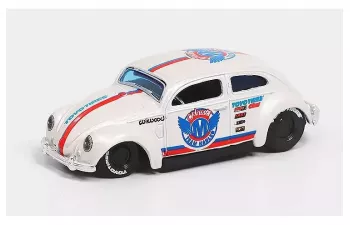 VOLKSWAGEN Van Samba Dark Gray Metallic / White + Volkswagen Beetle White Metallic + Enclosed Car Trailer Silver "Toyo Tires" "Team Haulers"