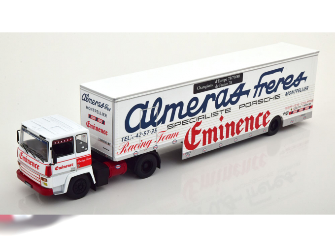 BERLIET TR280 с полуприцепом "Almeras Eminence Porsche Racing Team" (1980), white blue red