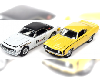 CHEVROLET Camaro SS (1967)White Baldwin Motion Performance + CHEVROLET Camaro SS (1969), yellow