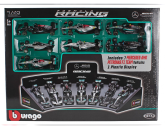 MERCEDES-BENZ AMG GP Set F1 7x W05 №6 2014 Nico Rosberg - W07 №44 World Champion (2016) Lewis Hamilton - W10 №77 (2019) Valtteri Bottas - W12 N 44 2021 - W13 №44 2022 - W14 N 63 2023 George Russell - W15 N 44 2024, Black Silver Green