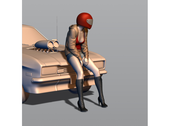 Фигура Гонщица устала, окрашенная