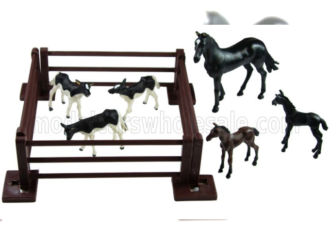 ACCESSORIES Set Baby Animal With Horse And Hurdle, Various