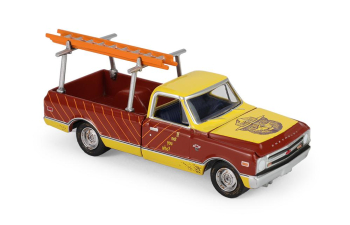CHEVROLET C-10 with Ladder Rack, Burned Timber Builds No Homes *Smokey Bear Series 5* (1968), red / yellow