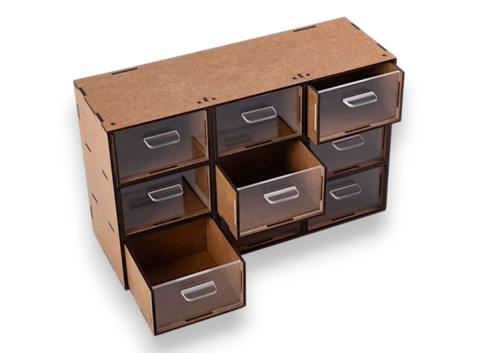 Органайзер с прозрачными стенками. 9 ящиков