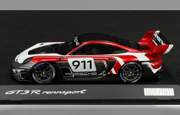 PORSCHE 911 992 Gt3 R №911 Racing Coupe (2023), White Grey Red